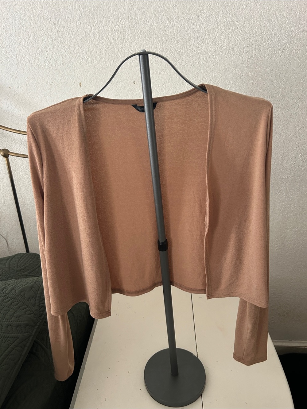 SHEIN Ruched Crop Camisole and Lightweight Cardigan Set - Brown - Picture 4 of 7